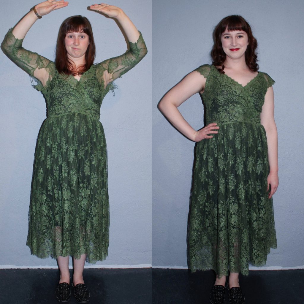 vintage Lace dress creative repair before and after